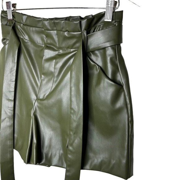 Zara Faux Leather Paperbag Waist Shorts - Picture 4 of 10
